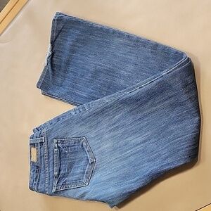 Paige Laurel Canyon Bootcut Low Rise Denim Blue Jeans, Med-Light Wash Size 28
